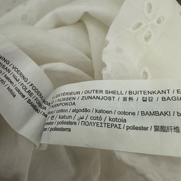 Pull&Bear Womens Skirt M 10 Embroidered  White Mini Short Lined Summer new - Picture 6 of 9